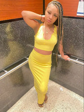 Load image into Gallery viewer, Two Piece Dress Solid Color Sleeveless Crop Top With Maxi Skirt Set